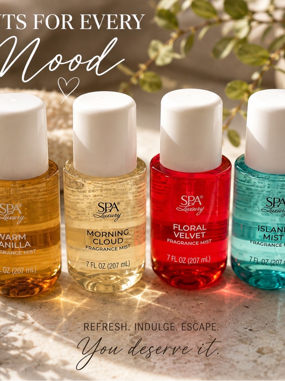 NWT Spa Luxury Collection Fragrance Mist 4 Piece Set 7 oz